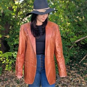 Rare Vintage Remy Leather Jacket in Cognac Size 42